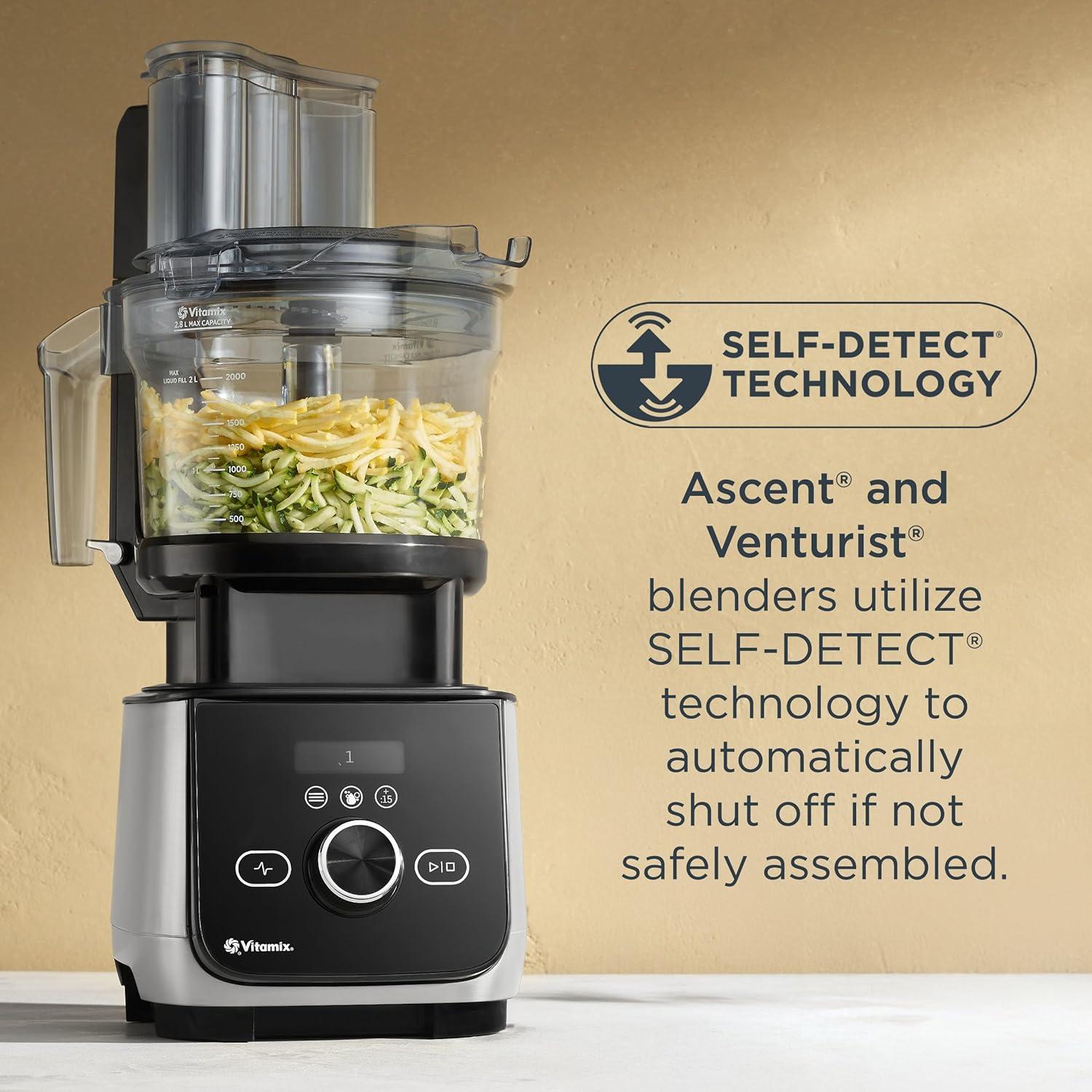 imageVitamix 12Cup Food Processor Attachment with SELFDETECT BPAFree with MultiUse Blade and Two Reversible Discs Compatible with Ascent and Venturist Series Vitamix Blenders