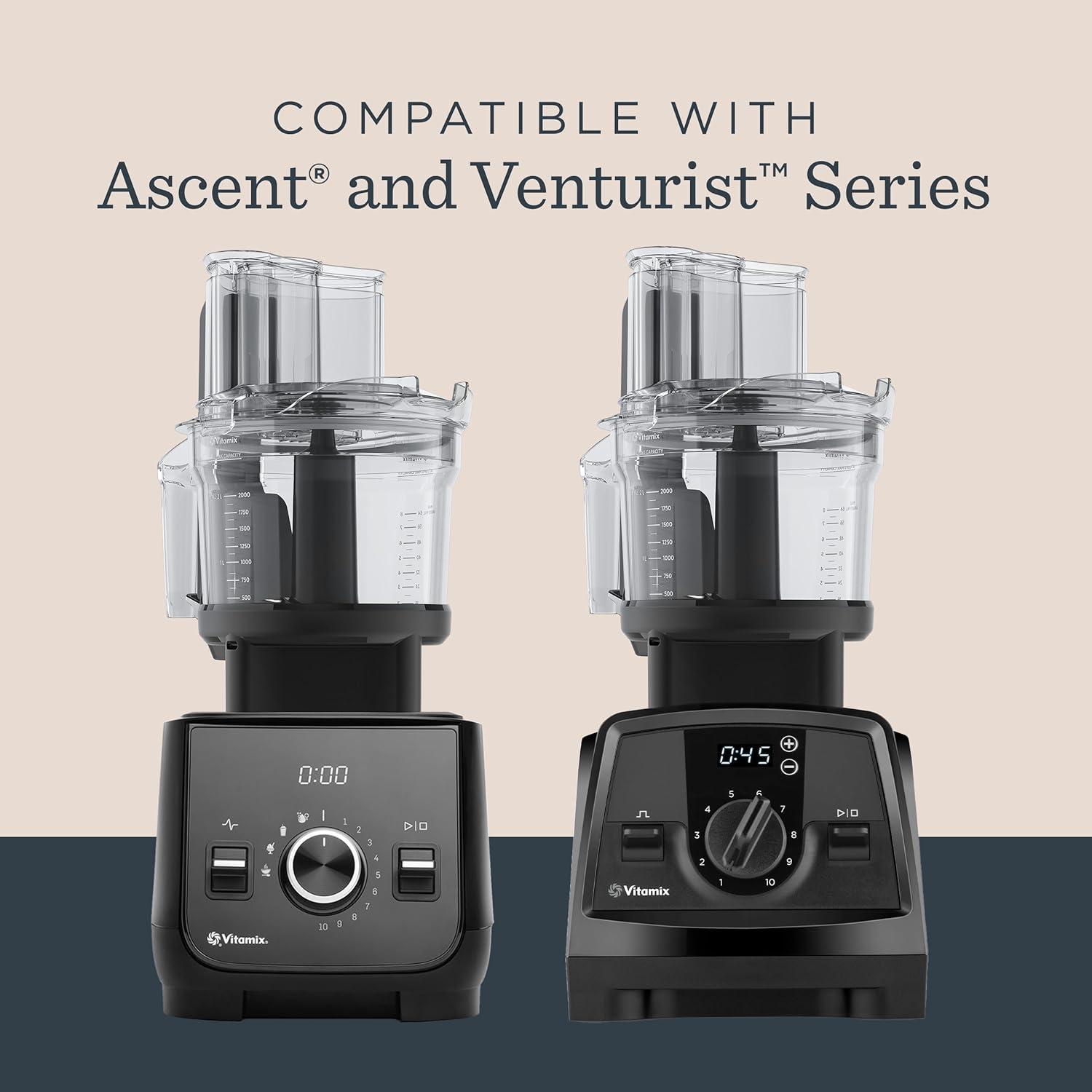 imageVitamix 12Cup Food Processor Attachment with SELFDETECT BPAFree with MultiUse Blade and Two Reversible Discs Compatible with Ascent and Venturist Series Vitamix Blenders