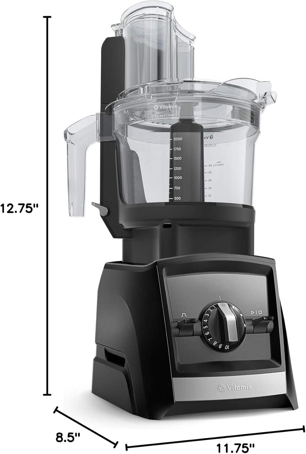imageVitamix 12Cup Food Processor Attachment with SELFDETECT BPAFree with MultiUse Blade and Two Reversible Discs Compatible with Ascent and Venturist Series Vitamix Blenders
