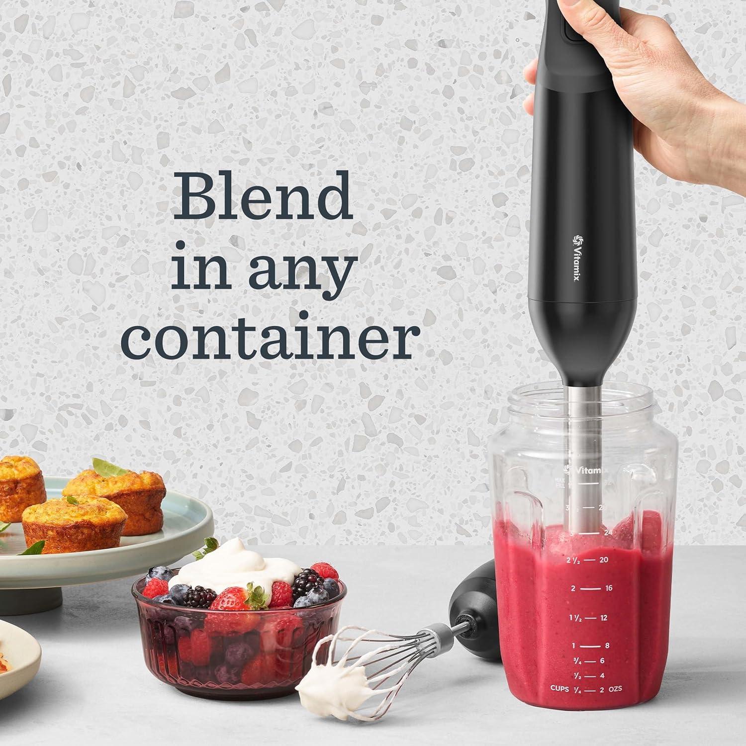 imageVitamix 2Speed Immersion Blender Whisk Attachment ProfessionalGrade Hand Blender with 350Watt Motor and StainlessSteel Blade Black