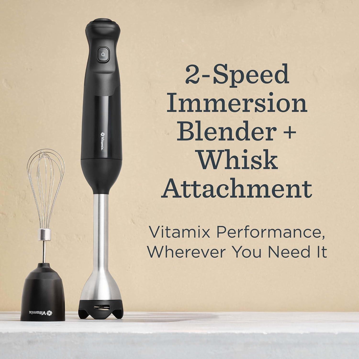 imageVitamix 2Speed Immersion Blender Whisk Attachment ProfessionalGrade Hand Blender with 350Watt Motor and StainlessSteel Blade Black