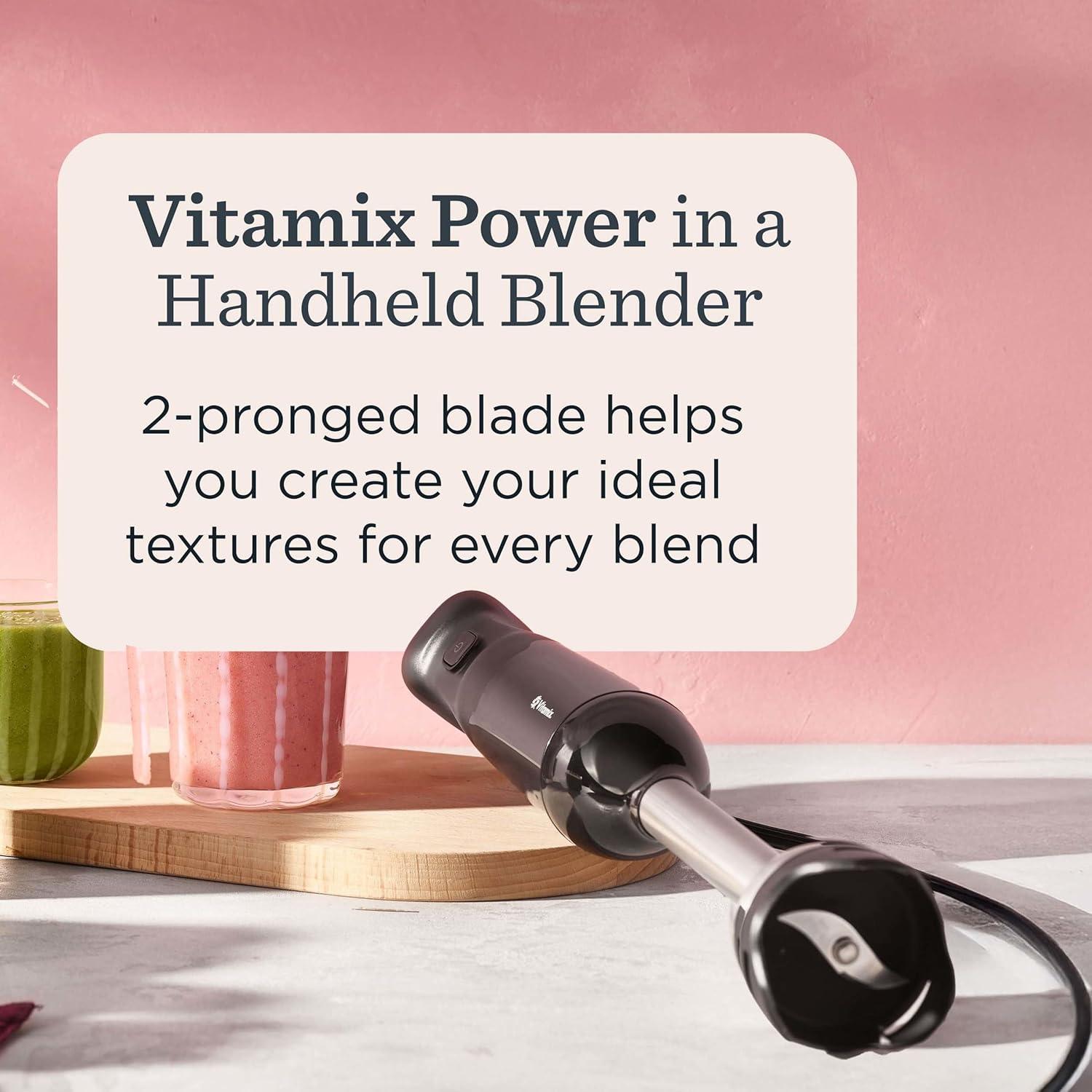 imageVitamix 2Speed Immersion Blender Whisk Attachment ProfessionalGrade Hand Blender with 350Watt Motor and StainlessSteel Blade Black