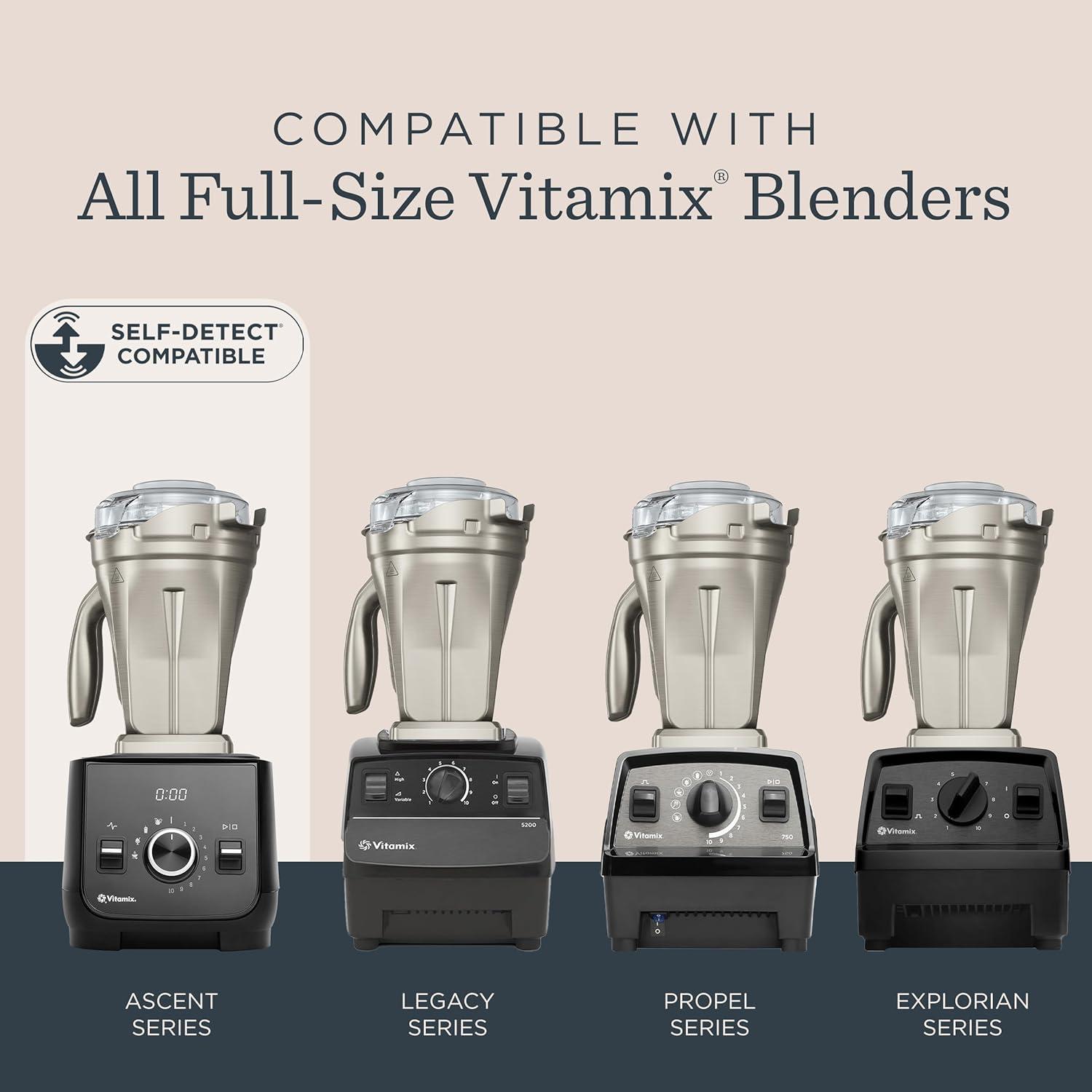 imageVitamix 48Ounce StainlessSteel Blender Container with SELFDETECT DishwasherSafe BPAFree Clear Lid LaserCut StainlessSteel Blades Compatible with All FullSize Vitamix Blenders