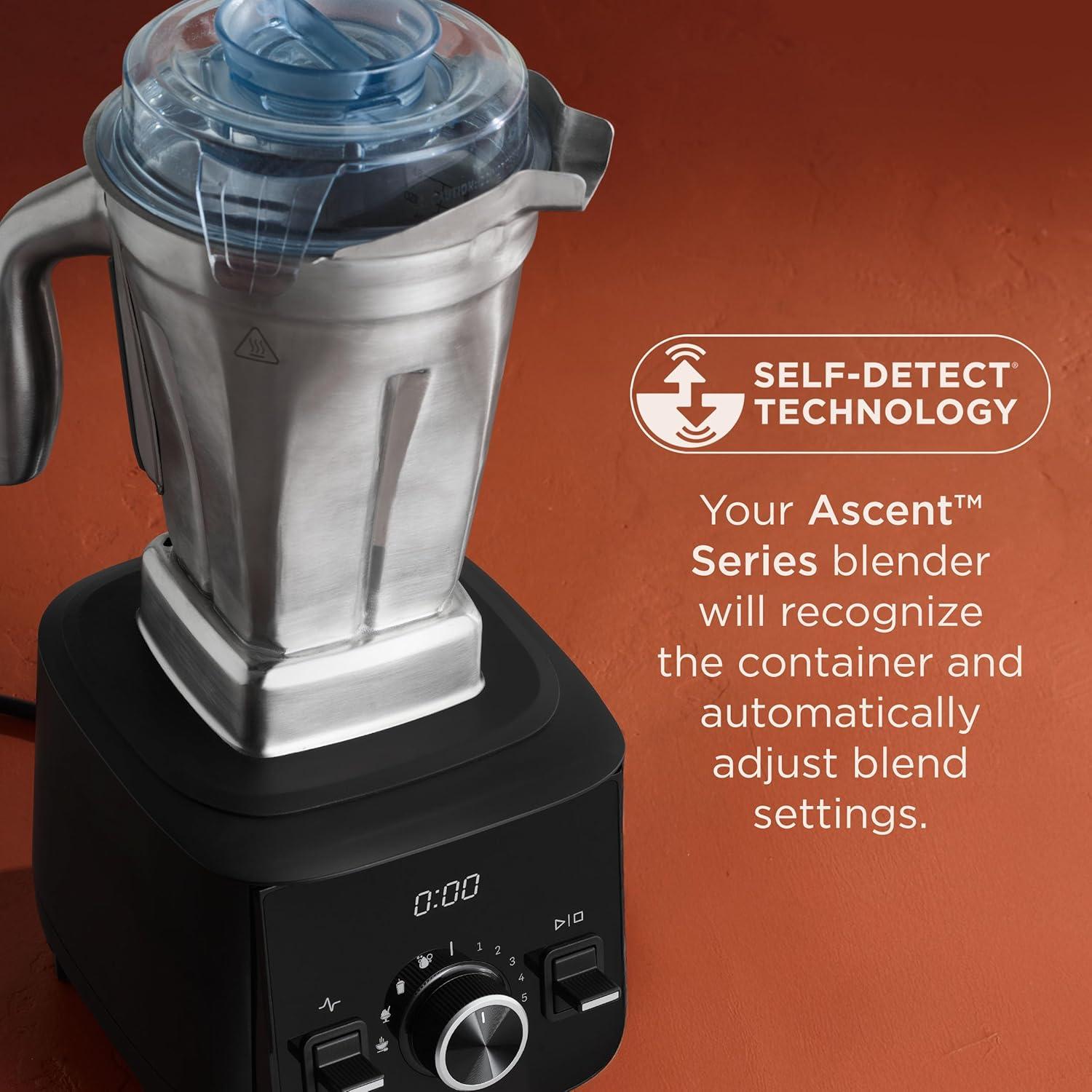 imageVitamix 48Ounce StainlessSteel Blender Container with SELFDETECT DishwasherSafe BPAFree Clear Lid LaserCut StainlessSteel Blades Compatible with All FullSize Vitamix Blenders