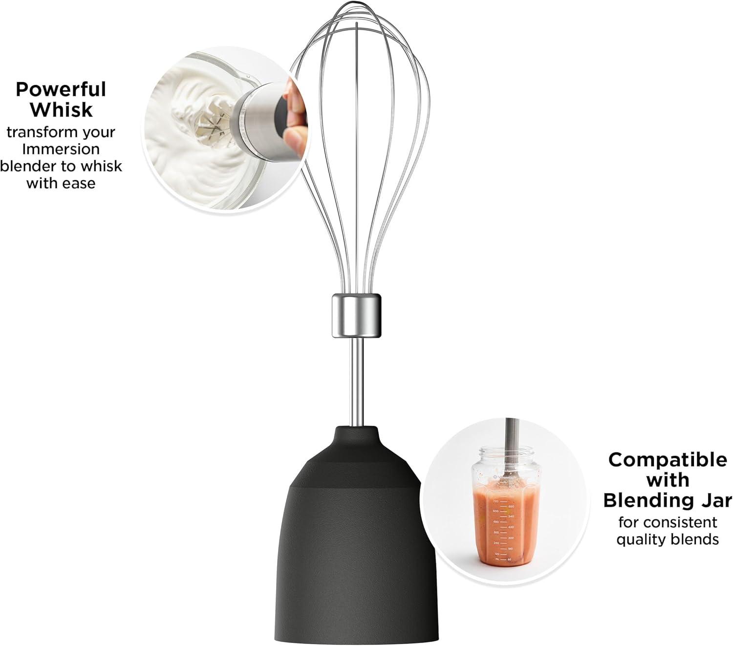 imageVitamix 5Speed Immersion Blender 5Piece Bundle 625Watt Motor OneHanded Operation 5 ft cord includes MiniChopper Blending Jar Whisk Attachment ampamp Storage Case Stainless SteelBlack