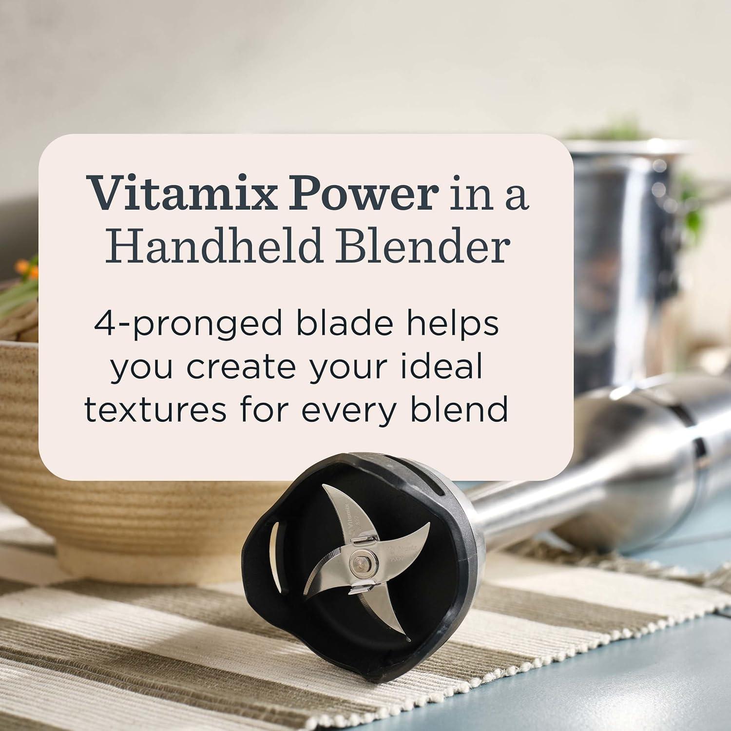 imageVitamix 5Speed Immersion Blender 5Piece Bundle 625Watt Motor OneHanded Operation 5 ft cord includes MiniChopper Blending Jar Whisk Attachment ampamp Storage Case Stainless SteelBlack