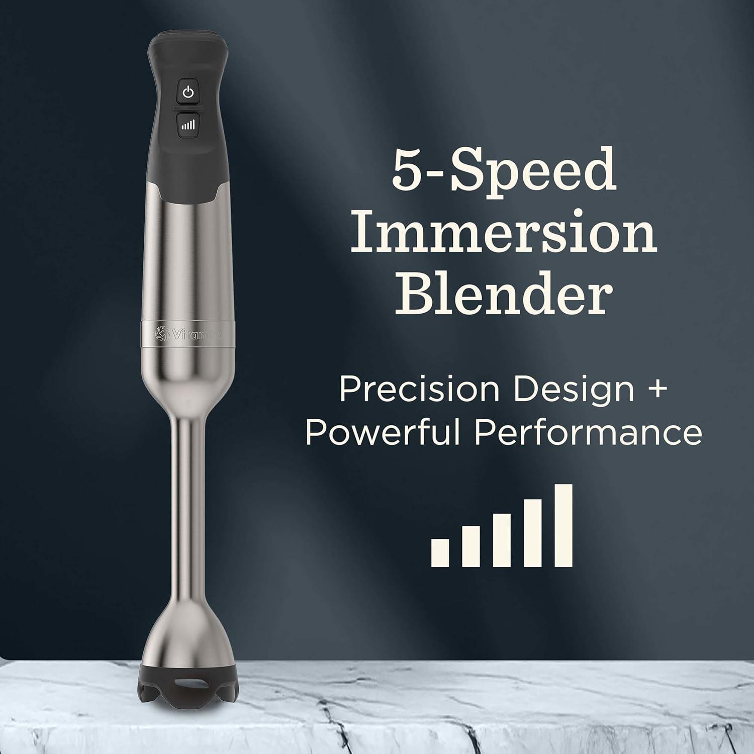 imageVitamix 5Speed Immersion Blender ProfessionalGrade Hand Blender with 625Watt Motor and StainlessSteel Blade Stainless SteelWhiteWhite