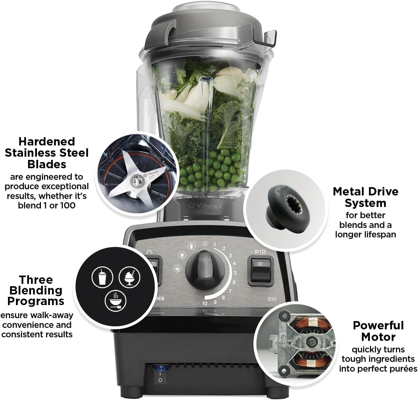 imageVitamix Propel 510 Blender with Simply Smoothies Cookbook 3 Preset Blending Programs ProfessionalGrade 48oz Container SlateBlack