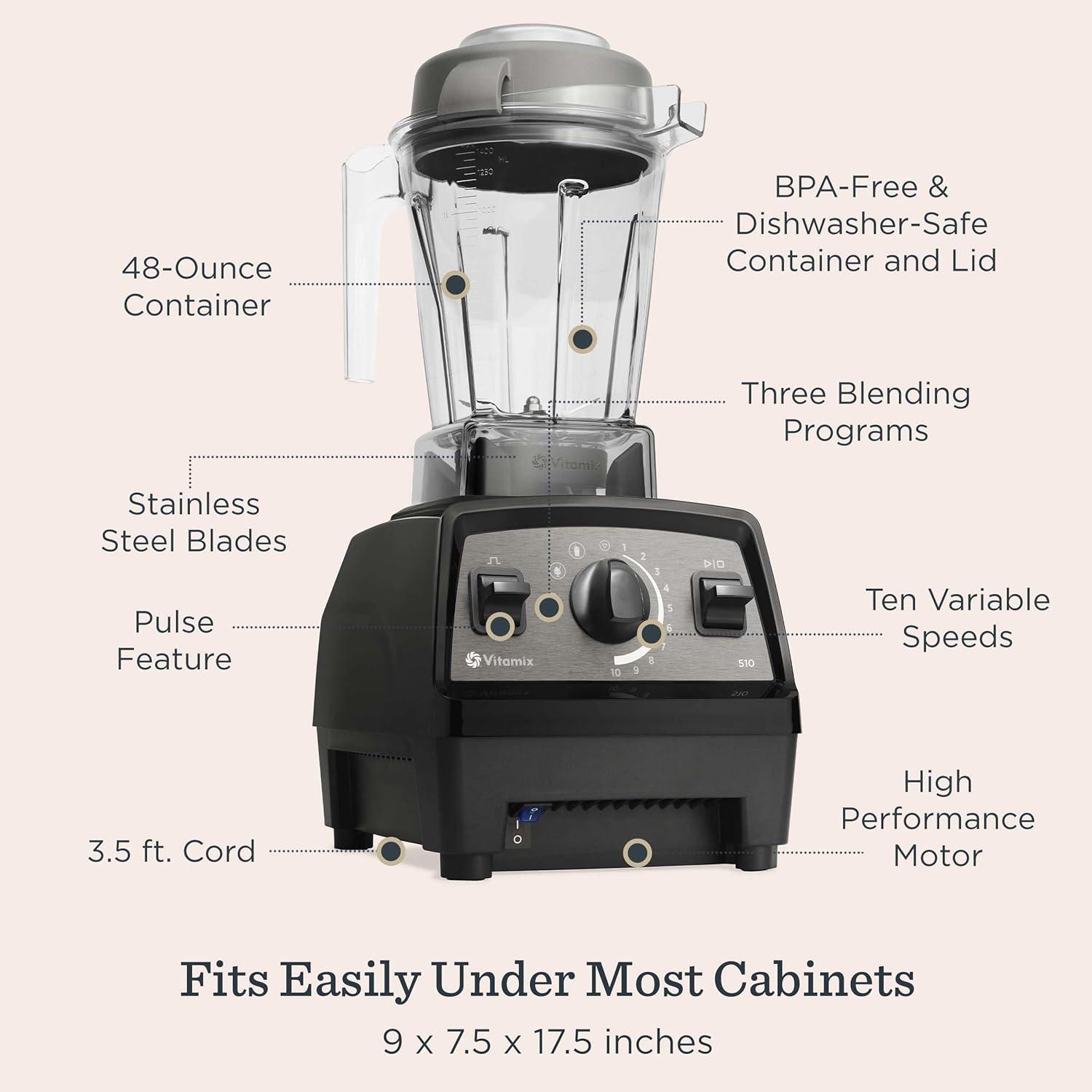 imageVitamix Propel Series 510 Blender with Three Blending Programs ProfessionalGrade Blender for Smoothies and More StainlessSteel Blades SelfCleaning Kitchen Appliance 48 Oz Container BlackSlate