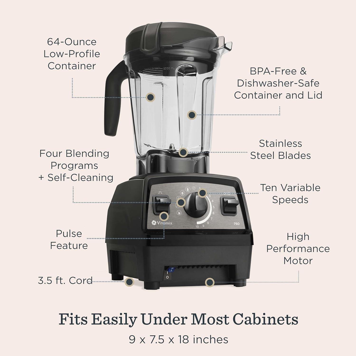 imageVitamix Propel Series 750 Blender with Four Blending Programs SelfCleaning Program ProfessionalGrade Blender for Smoothies Soups and More StainlessSteel Blades 64 Oz Container SlateBlack
