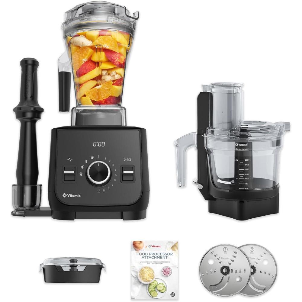 imageVitamix Ascent X2 SmartPrep Kitchen System ProfessionalGrade Blender StainlessSteel Blades 12Cup Food Processor Attachment 48 Oz Blender Container Black