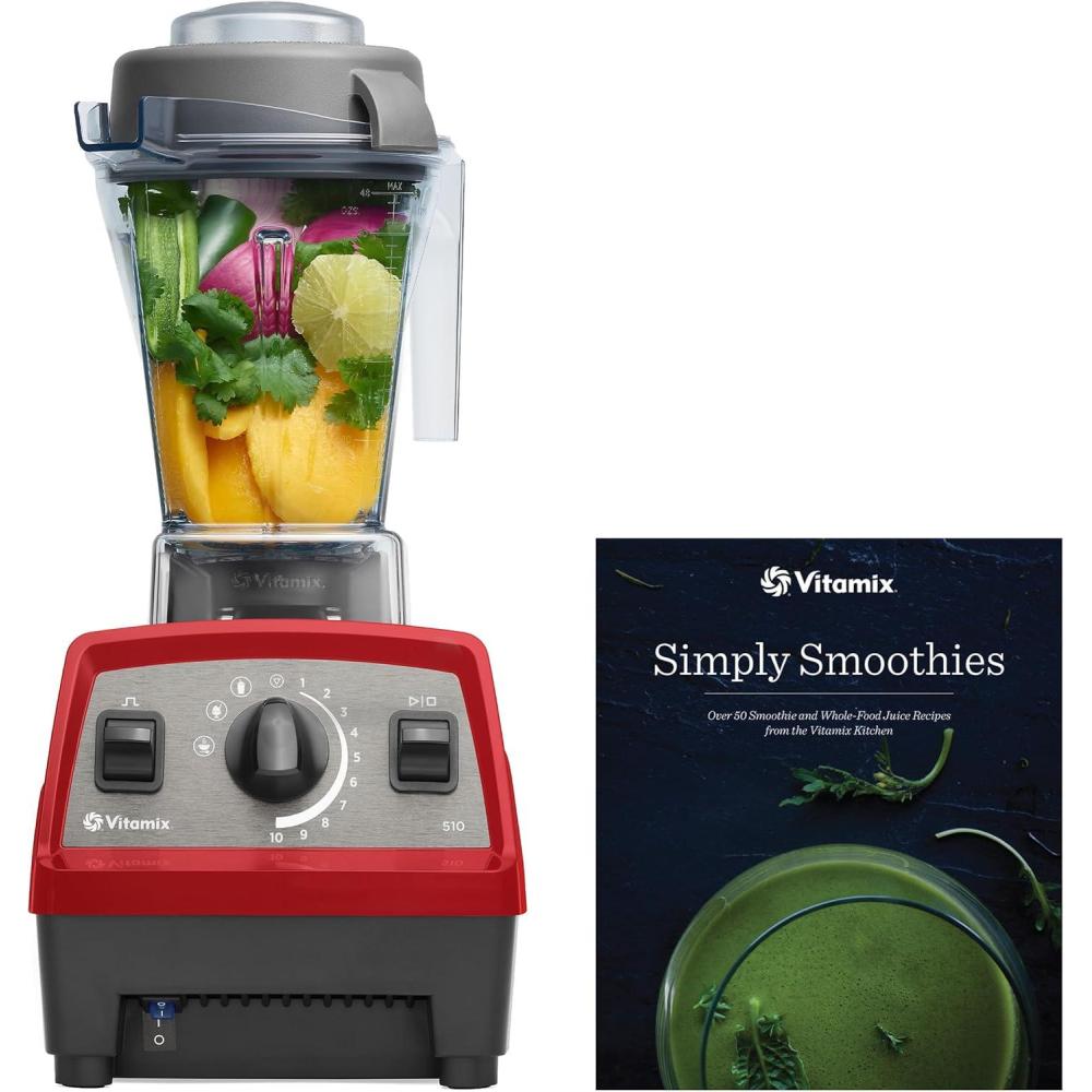 imageVitamix Propel 510 Blender with Simply Smoothies Cookbook 3 Preset Blending Programs ProfessionalGrade 48oz Container SlateRed